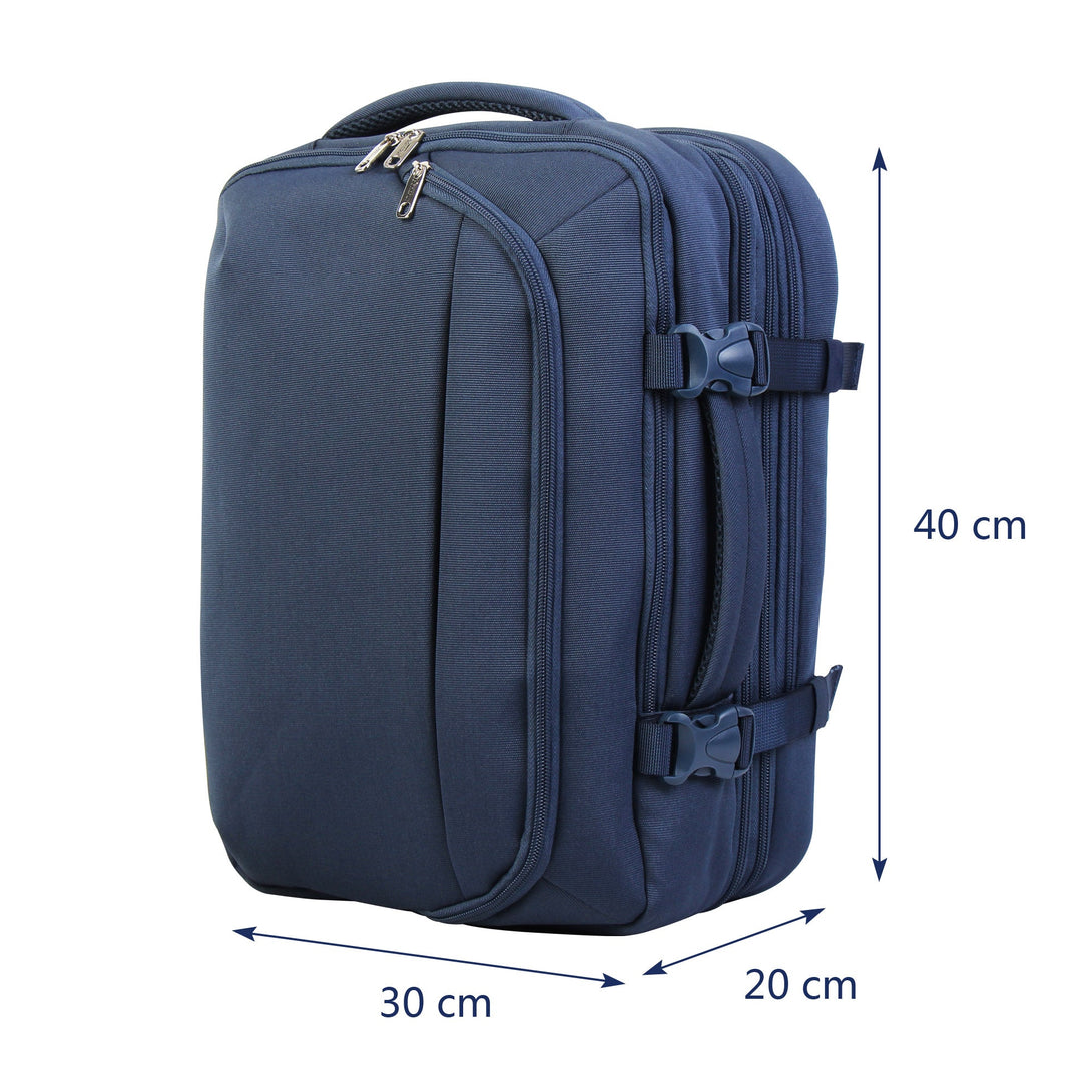 BONTOUR FlexiGo Razširljiv potovalni nahrbtnik, kabinska torba Eurowings/Vueling/Volotea/WizzAir 40x30x20cm, modra-Vasdom.si