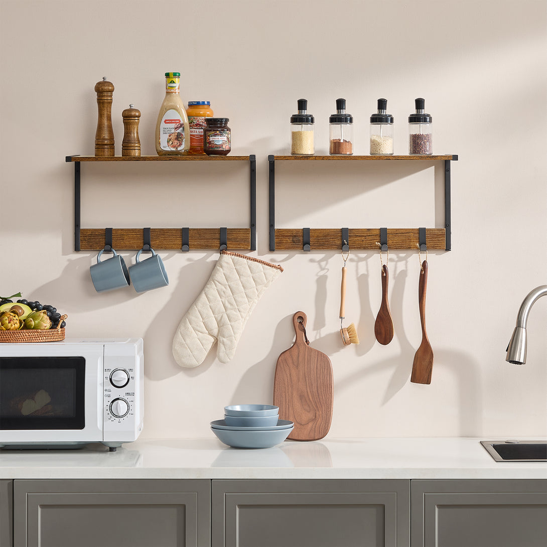 2 stenski polici, 50 x 24,2 x 26,5 cm globoka 24,2 cm, rustikalna rjava | VASAGLE-Vasdom.si