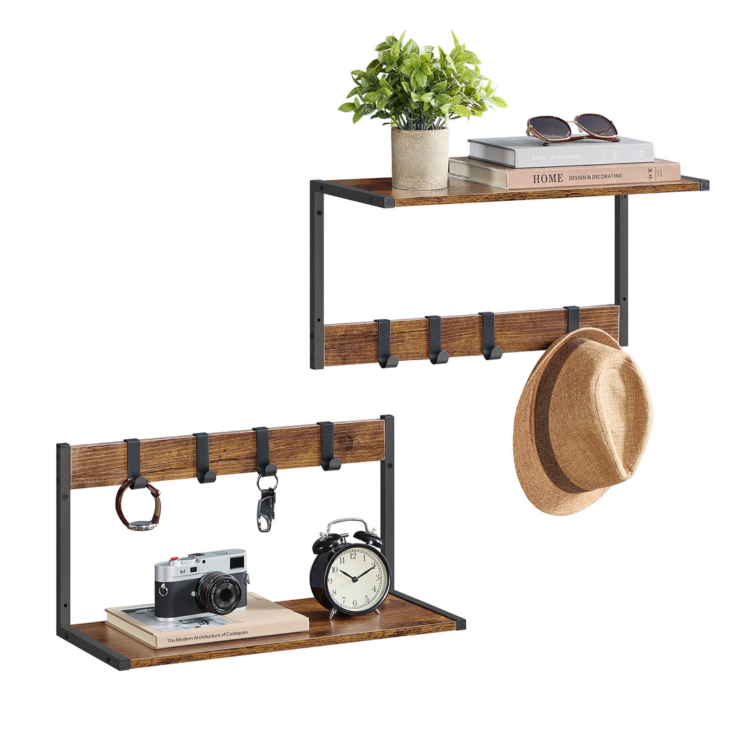2 stenski polici, 50 x 24,2 x 26,5 cm globoka 24,2 cm, rustikalna rjava | VASAGLE-Vasdom.si