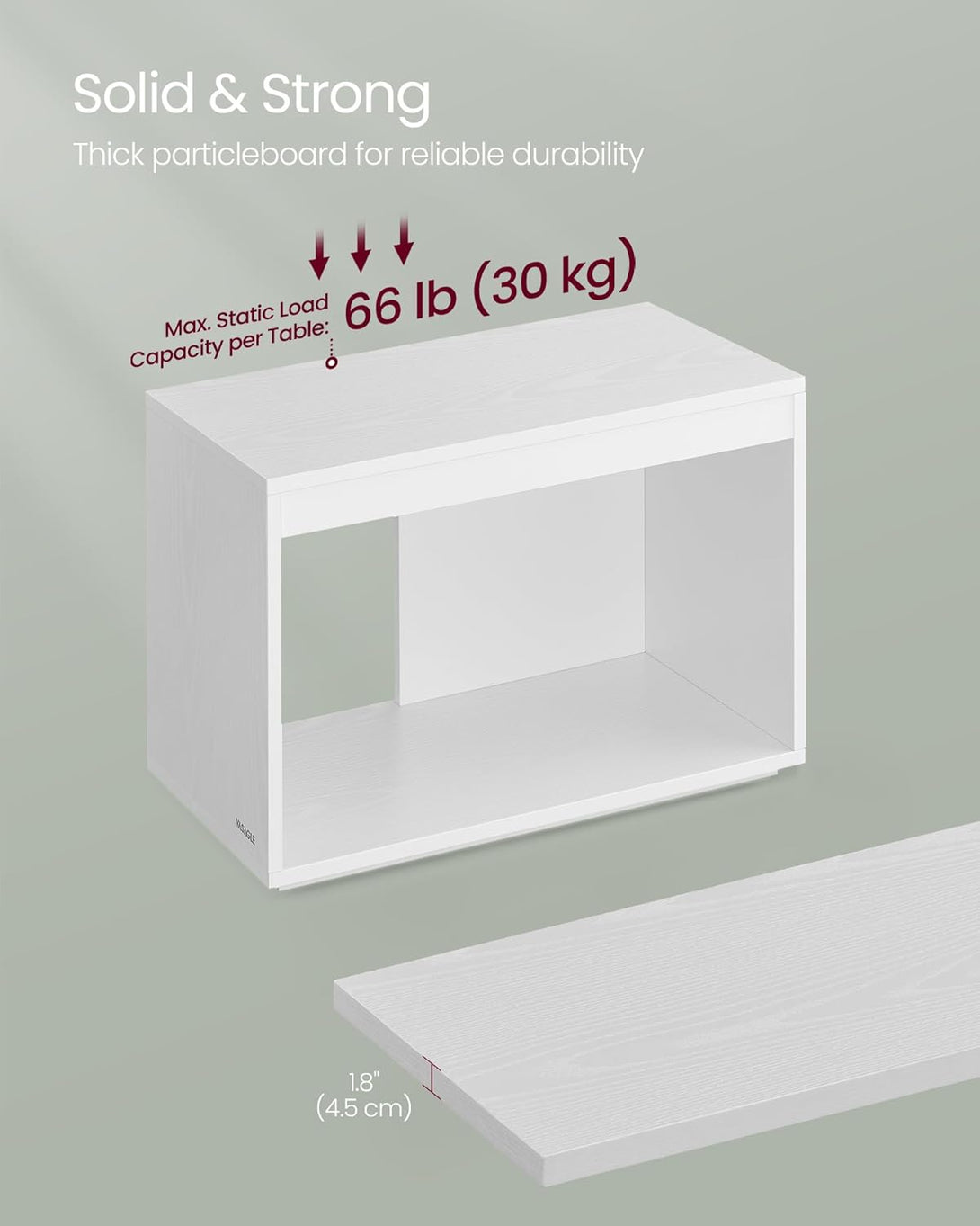3 delna klubska mizica, bela | VASAGLE-Vasdom.si