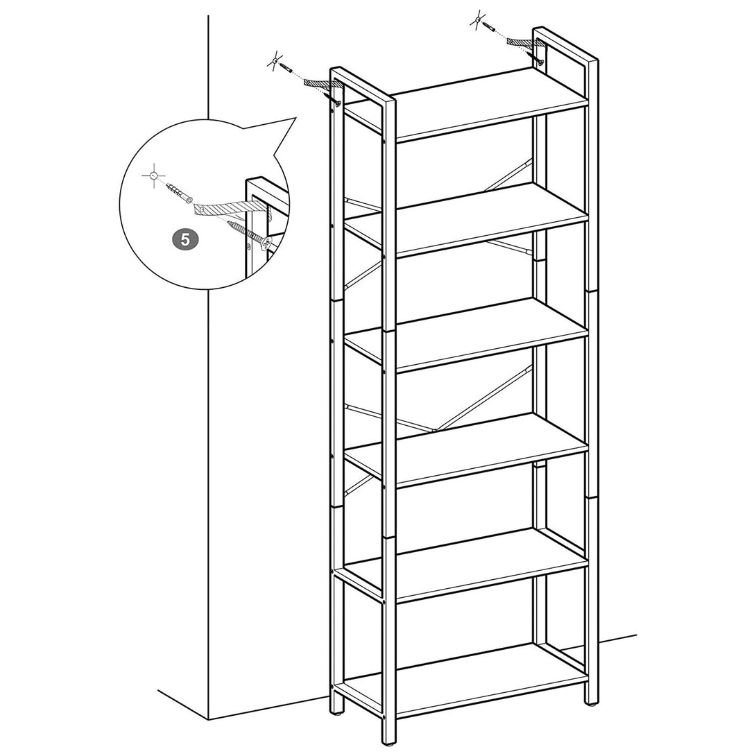 6-nadstropna knjižna polica, 66 x 30 x 186 cm, rjavo-črna | VASAGLE-Vasdom.si