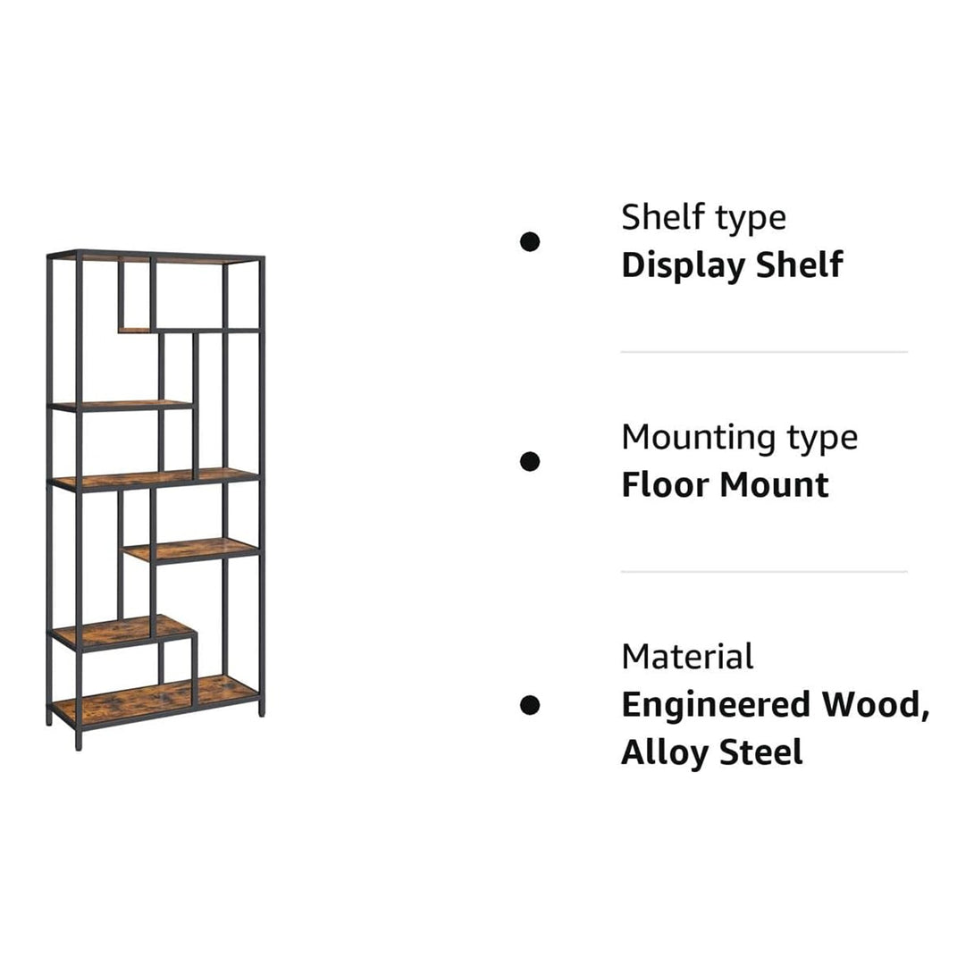 6-nadstropna knjižna polica, rustikalna rjava in črna | VASAGLE-Vasdom.si