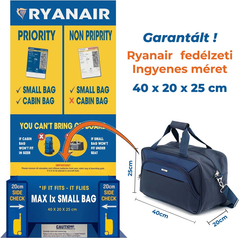 AIR kabinska torba Ryanair, 40x20x25cm, modra | BONTOUR-Vasdom.si