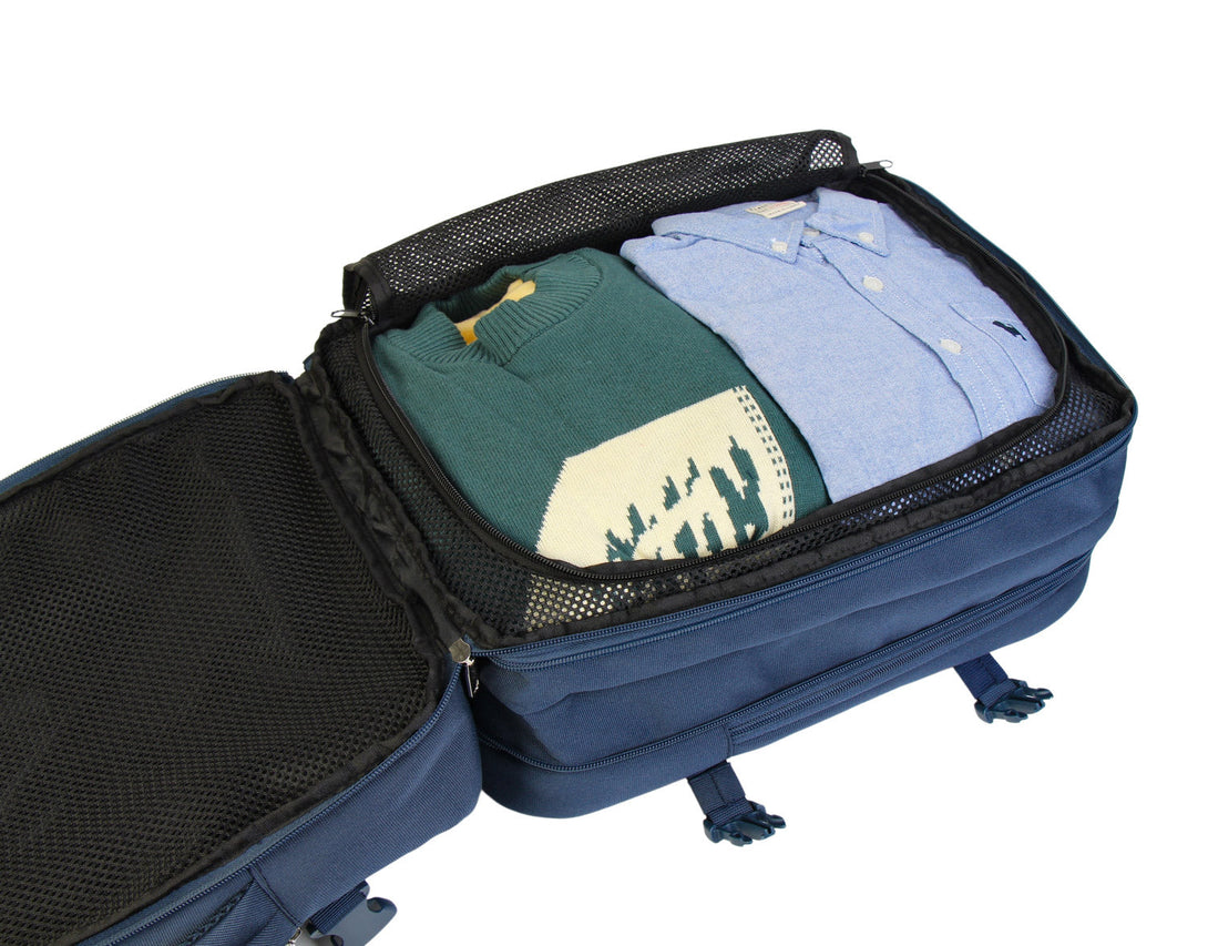 BONTOUR FlexiGo Razširljiv potovalni nahrbtnik, kabinska torba Eurowings/Vueling/Volotea/WizzAir 40x30x20cm, modra-Vasdom.si
