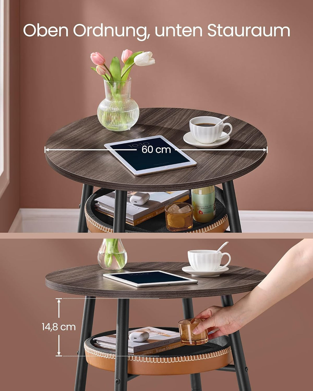 Barska miza s prostorom za shranjevanje, 70 x 70 x 91 cm, rjava | VASAGLE-Vasdom.si