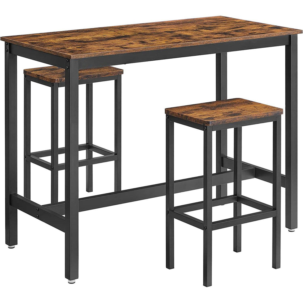 Barska miza z 2 barskima stoloma, garnitura kuhinjske barske mize 120 x 60 x 90 cm | VASAGLE-Vasdom.si