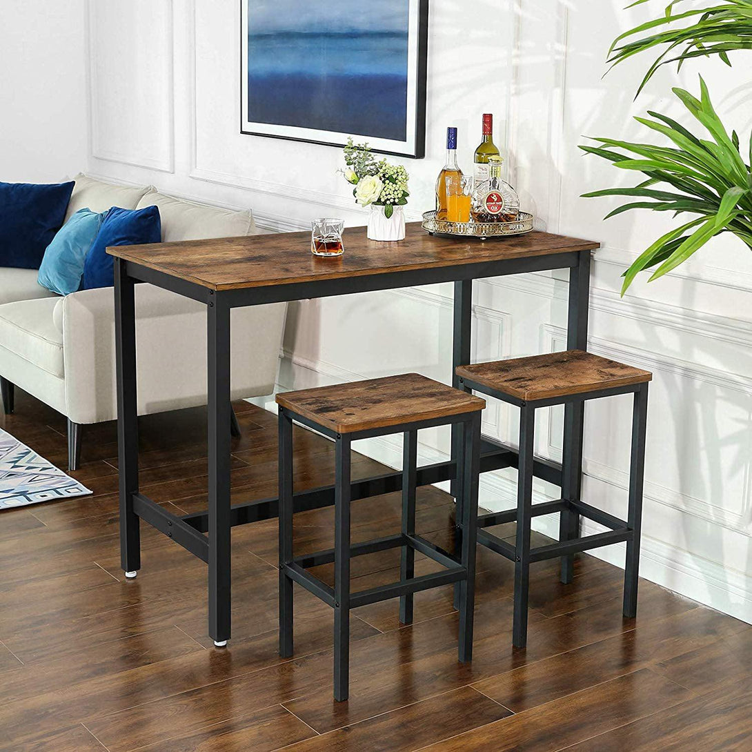 Barski stol, 2 visoki kuhinjski stoli, rustikalno rjava | VASAGLE-Vasdom.si