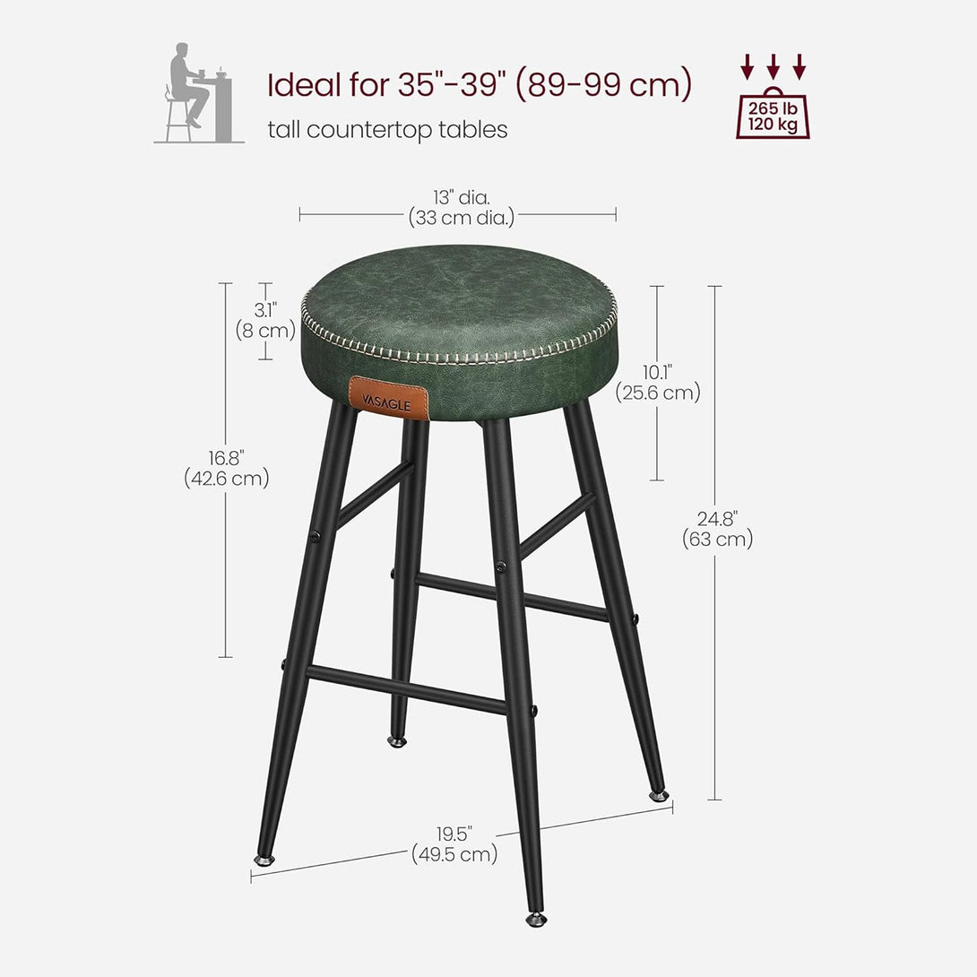 EKHO barski stolčki, 2-delni komplet stolov z visokim barom, gozdno zelen | VASAGLE-Vasdom.si
