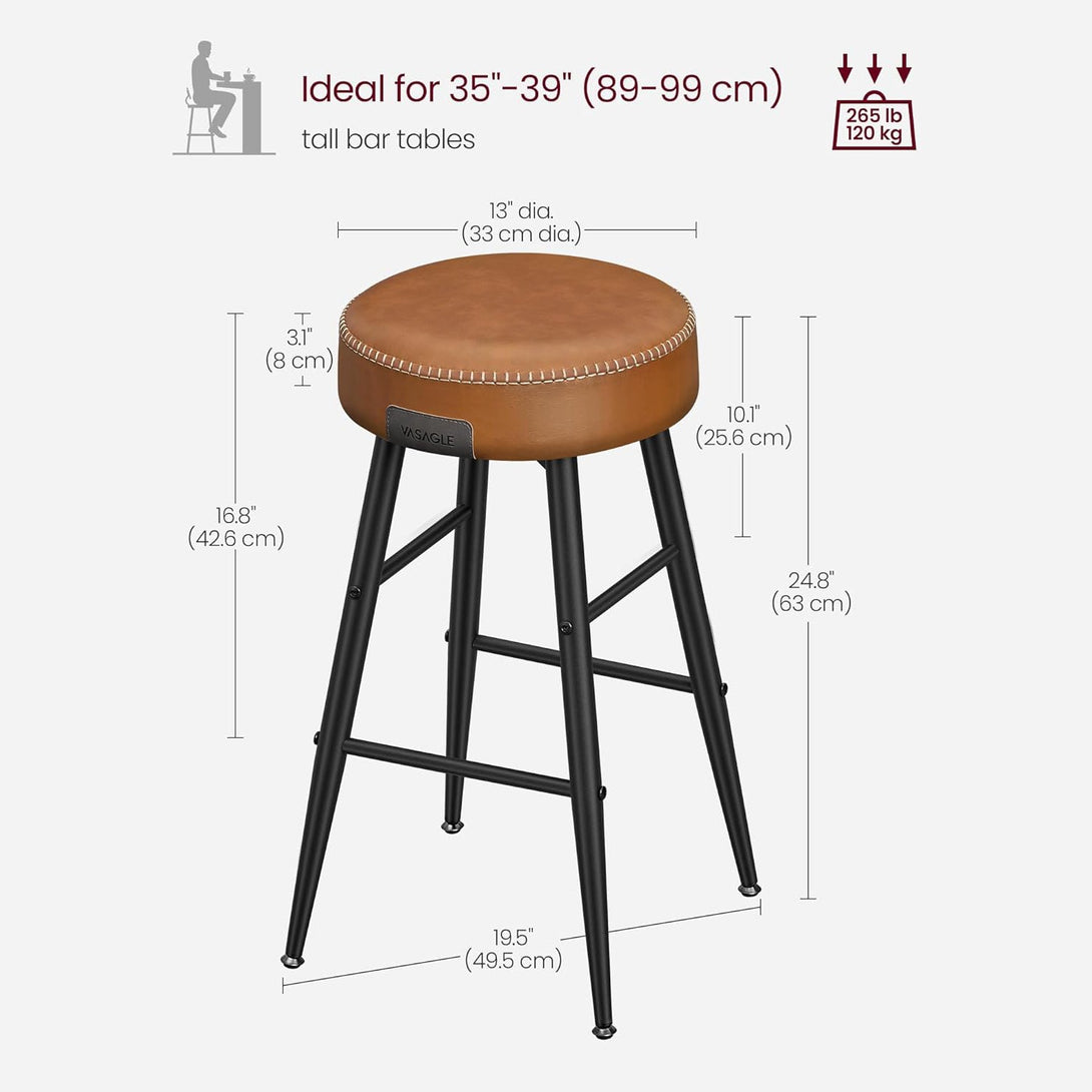 EKHO barski stolčki, 2-delni komplet stolov z visokim barom, karamelno rjava | VASAGLE-Vasdom.si
