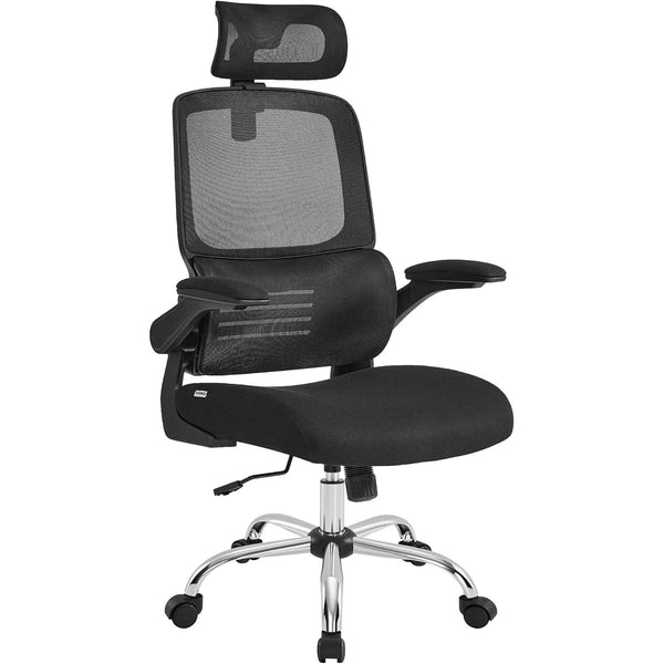 Ergonomski pisarniški stol z ledveno oporo in naslonom za glavo, črna | SONGMICS-Vasdom.si