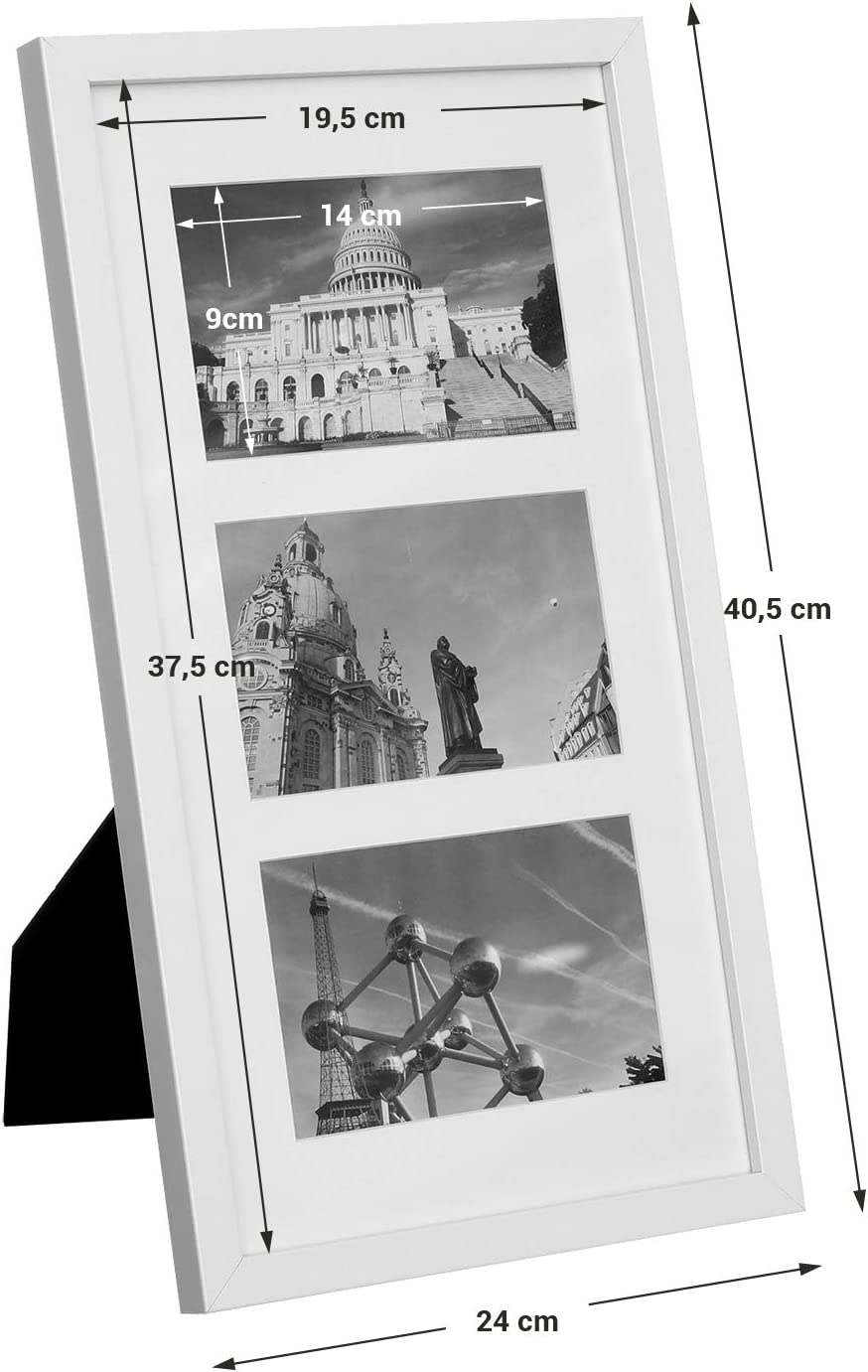 Foto okvir, tri za slike 10 x 15 cm, bel | SONGMICS-Vasdom.si