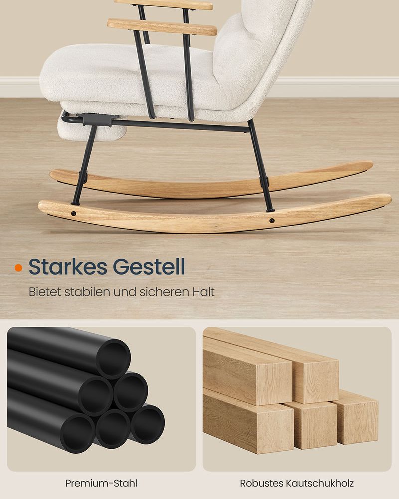 Gugalni stol, nosilnost do 160 kg, bela | SONGMICS-Vasdom.si