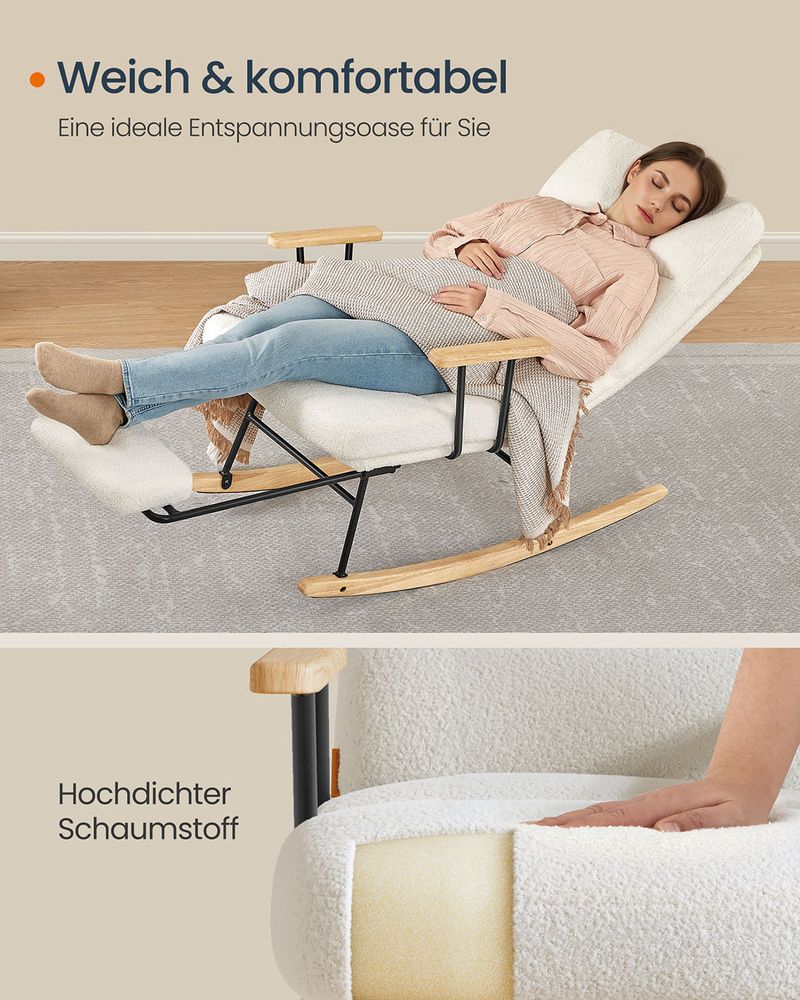 Gugalni stol, nosilnost do 160 kg, bela | SONGMICS-Vasdom.si