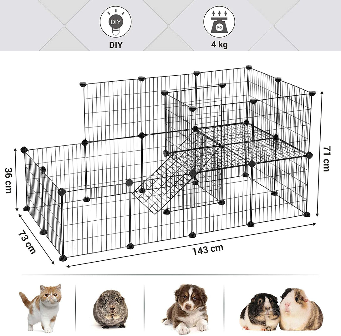 Kletka za hišne ljubljenčke s kovinsko mrežo, črna | SONGMICS-Vasdom.si