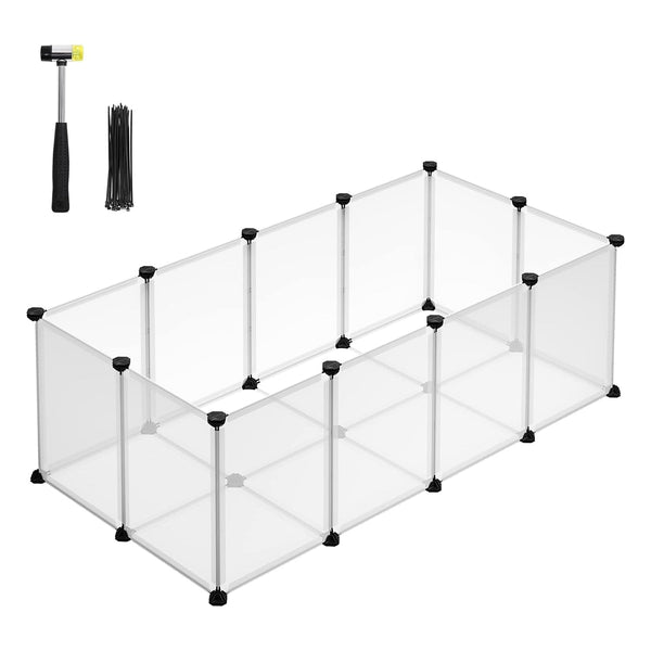 Kletka za male živali, plastične prozorne plošče, 125 x 63 x 42 cm, bela | SONGMICS-Vasdom.si