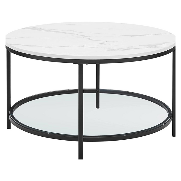 Klubska mizica, okrogla mizica, efekt marmorja, bela in črna | VASAGLE-Vasdom.si