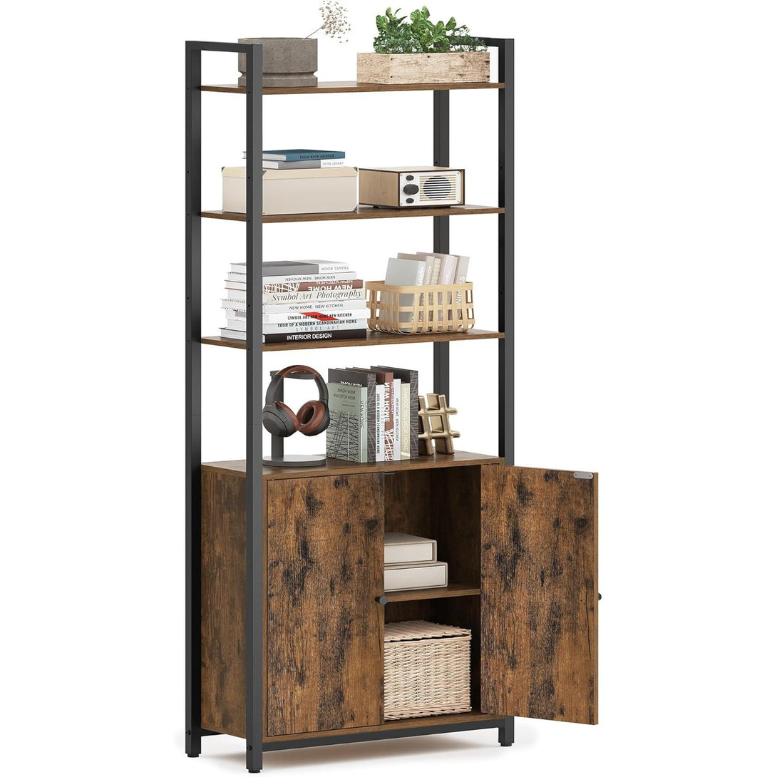 Knjižna polica na 6 ravneh, 24 x 60 x 159,5 cm, rustikalno rjava in črna | VASAGLE-Vasdom.si