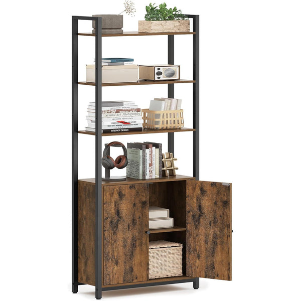 Knjižna polica na 6 ravneh, 24 x 60 x 159,5 cm, rustikalno rjava in črna | VASAGLE-Vasdom.si