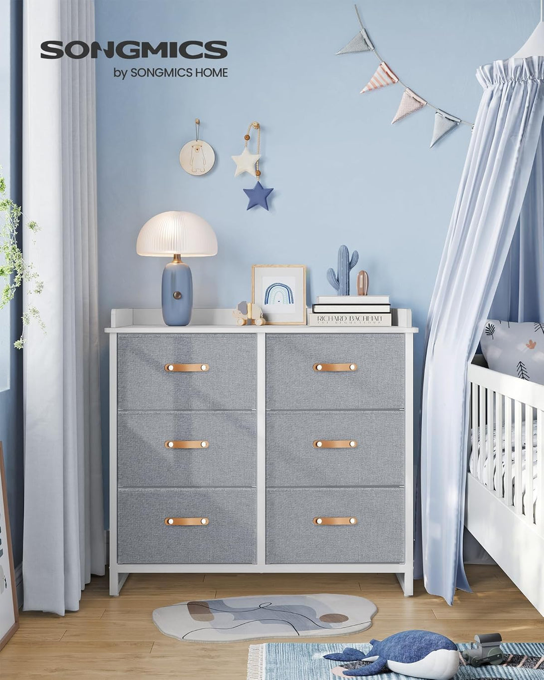 Komoda za otroško spalnico, 6 predalov, 50 x 100 x 91, siva | SONGMICS-Vasdom.si