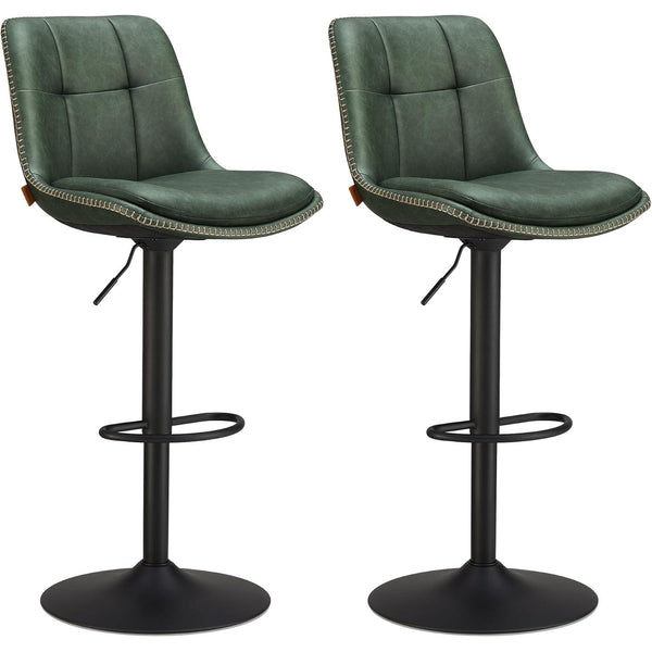 Komplet 2 barskih stolov z naslonom, 44 x 48 x (90–112) cm, gozdno zelena | VASAGLE-Vasdom.si