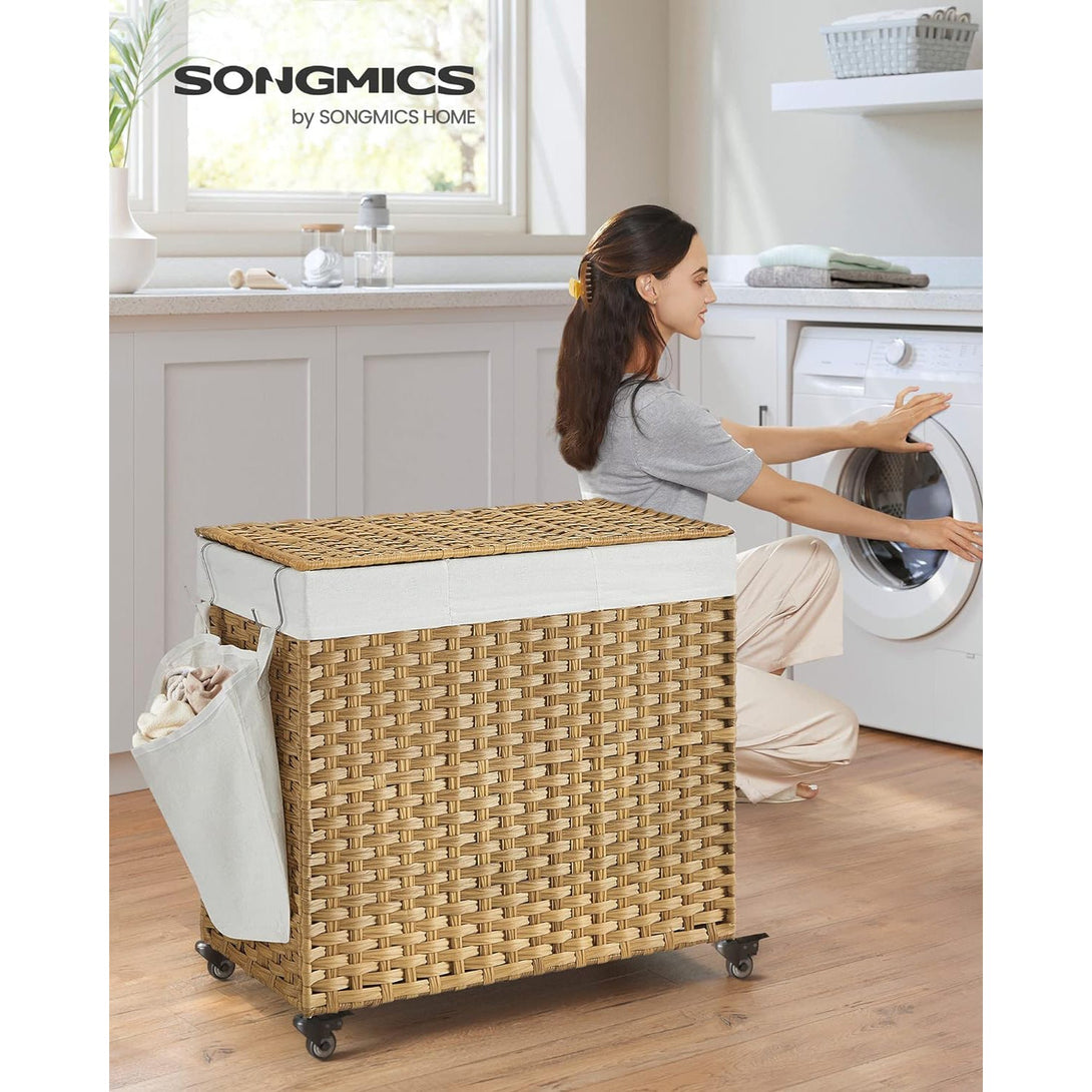 Koš za perilo s pokrovom, 160 L, 3 predelki, 70 x 36 x 66 cm | SONGMICS-Vasdom.si