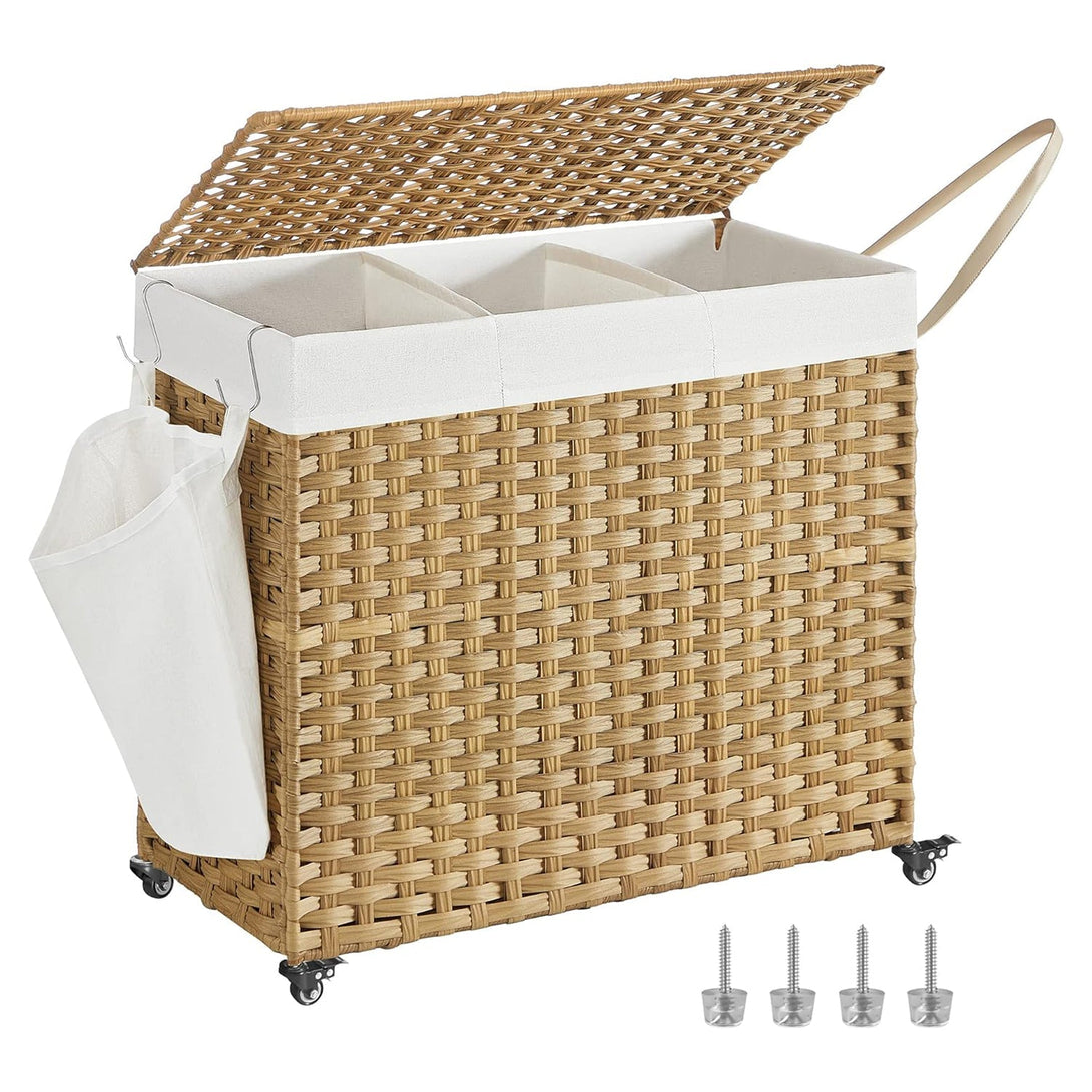 Koš za perilo s pokrovom, 160 L, 3 predelki, 70 x 36 x 66 cm | SONGMICS-Vasdom.si
