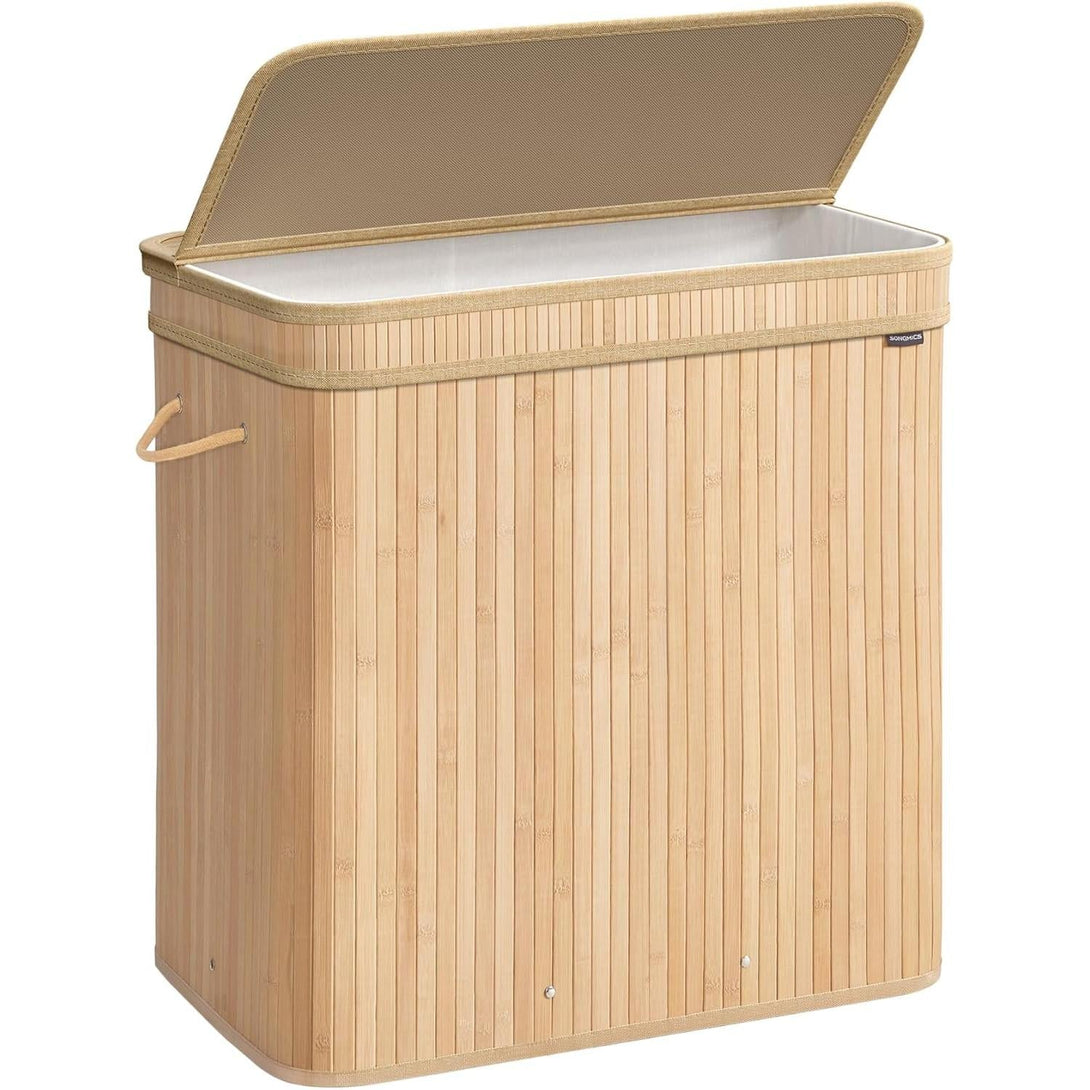 Košara za perilo iz bambusa, 41,5 x 62,5 x 61 cm, 150 l, v naravni bež barvi | SONGMICS-Vasdom.si