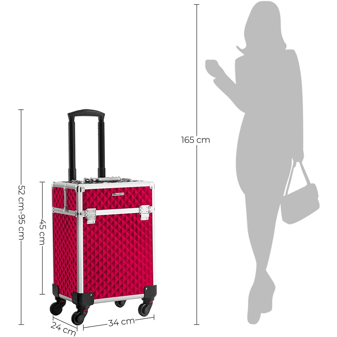 Kovček za ličila, kozmetična torbica na zvitke z odstranjevalcem ličil, rdeč | SONGMICS-Vasdom.si