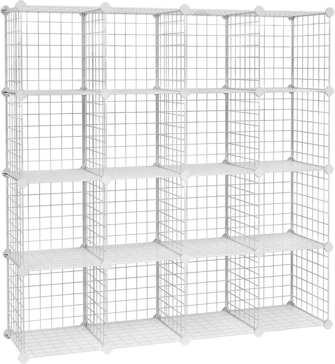 Kovinsko mrežasti modularni sistem polic, 123 x 31 x 123 cm, bela | SONGMICS-Vasdom.si