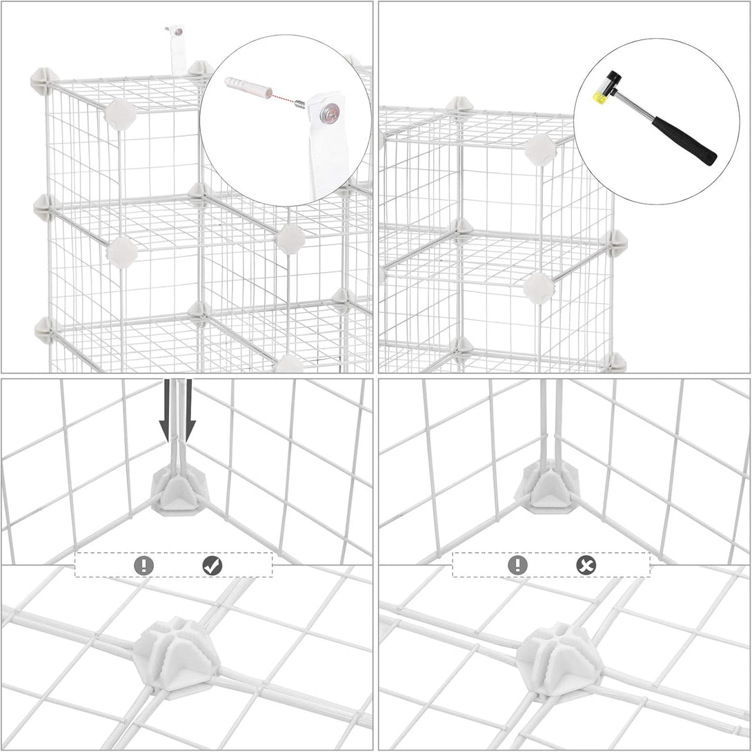 Kovinsko mrežasti modularni sistem polic, 91 x 36 x 71 cm, bela | SONGMICS-Vasdom.si