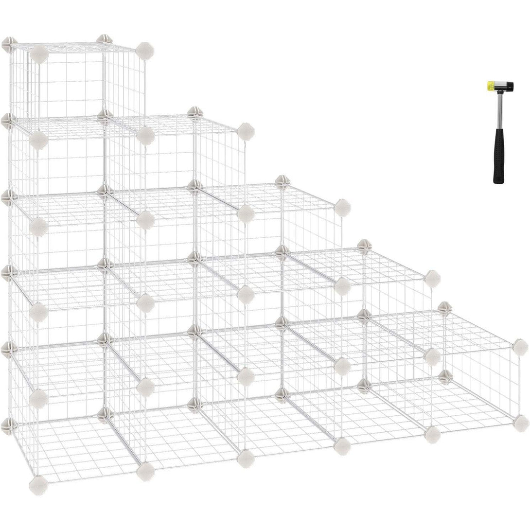 Kovinsko mrežasti modularni sistem polic, 91 x 36 x 71 cm, bela | SONGMICS-Vasdom.si