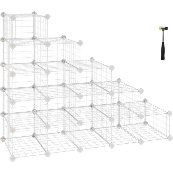 Kovinsko mrežasti modularni sistem polic, 91 x 36 x 71 cm, bela | SONGMICS-Vasdom.si