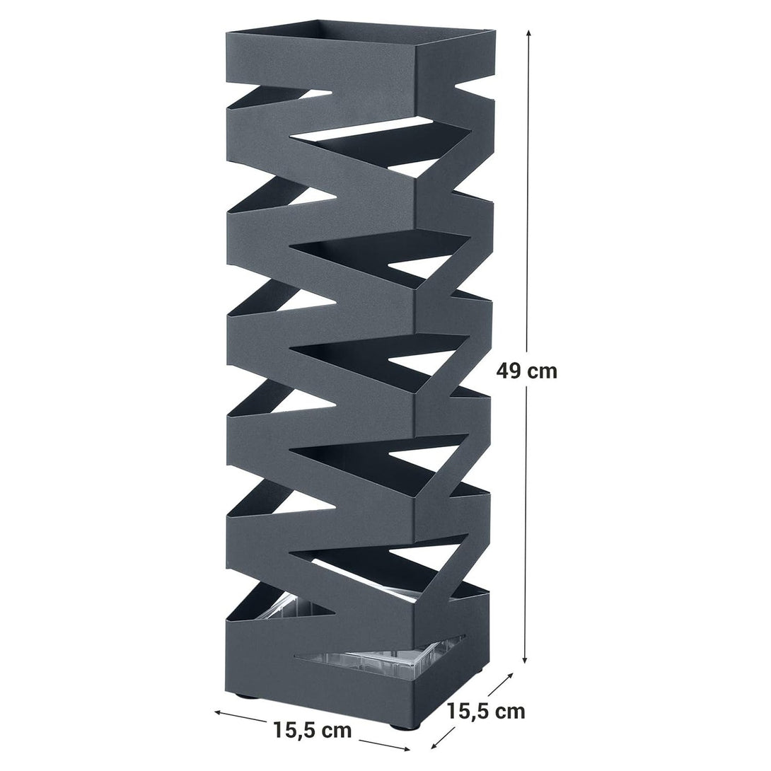 Kovinsko stojalo za dežnike s kavlji in posodo za vodo, temno siva | SONGMICS-Vasdom.si
