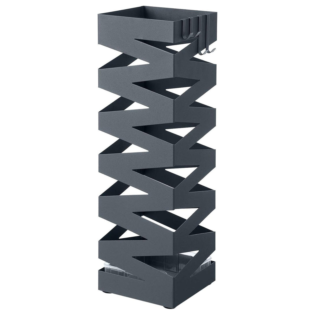 Kovinsko stojalo za dežnike s kavlji in posodo za vodo, temno siva | SONGMICS-Vasdom.si