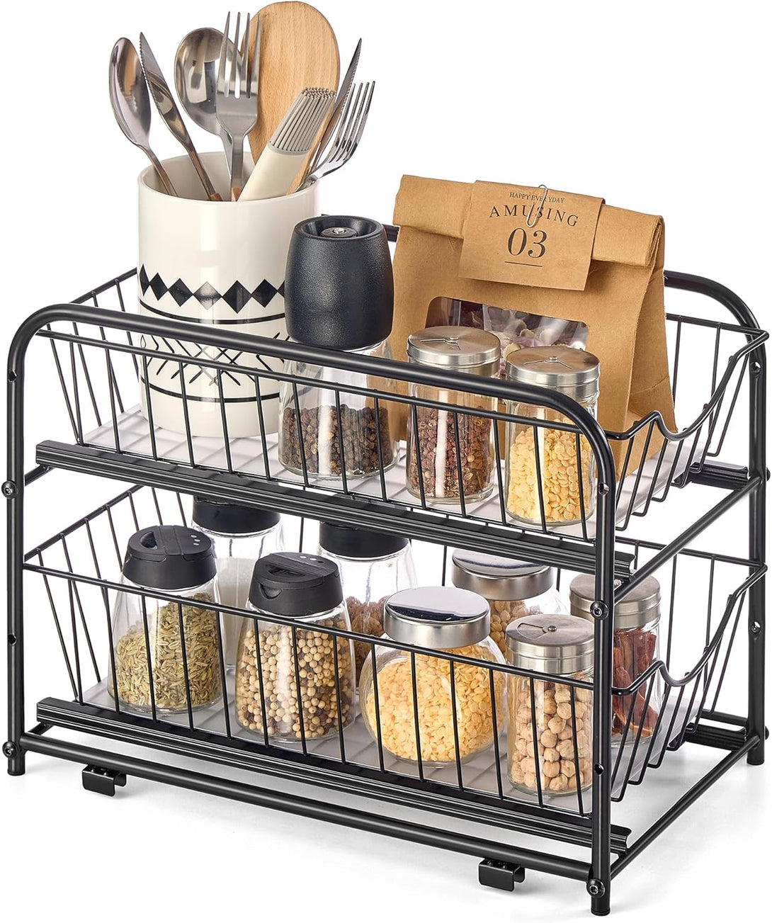 Kuhinjski organizator, 36x21x25-31cm, črna | SONGMICS-Vasdom.si