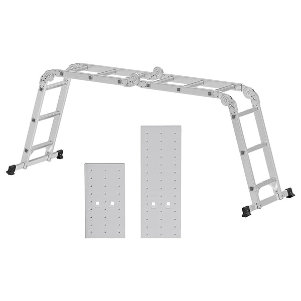 Lestev na tečajih iz aluminija, lestev 3,5 m, srebrna | SONGMICS-Vasdom.si