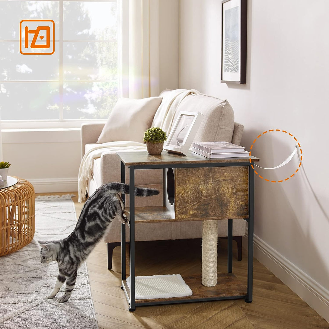 Mačje pohištvo, mizica s podlogo za mačje praskanje, rustikalno rjava | FEANDREA-Vasdom.si