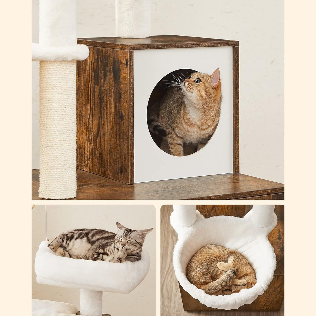 Mačji praskalnik, moderno mačje pohištvo 2 v 1 z držalom za pesek, rustikalno rjava FEANDREA-Vasdom.si