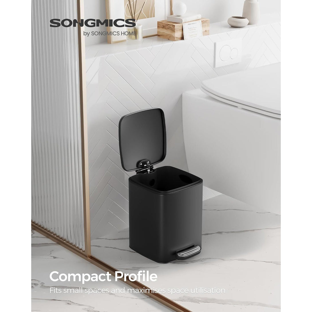 Majhen koš za smeti za kopalnico/WC, prostornina 6L, črna | SONGMICS-Vasdom.si