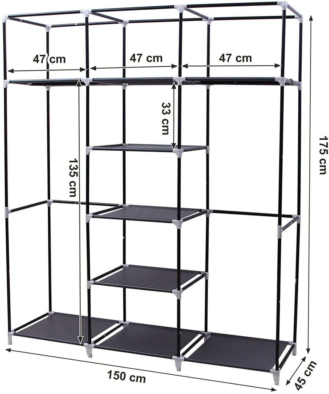 Mobilna garderobna omara, 150 x 45 x 175 cm, črna | SONGMICS-Vasdom.si