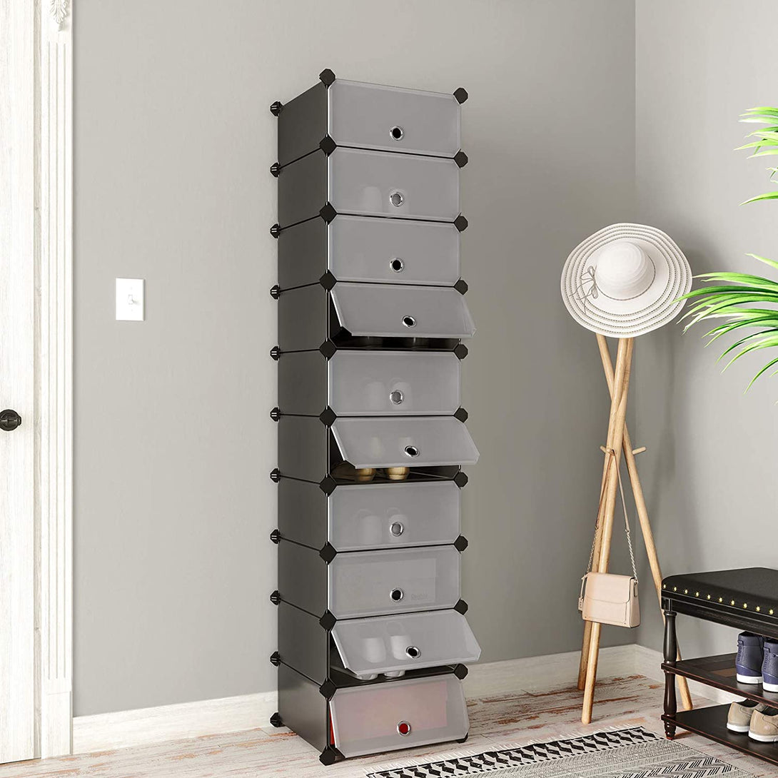 Modularni, plastični organizator za čevlje, 40 x 30 x 17 cm na predal, črna | SONGMICS-Vasdom.si