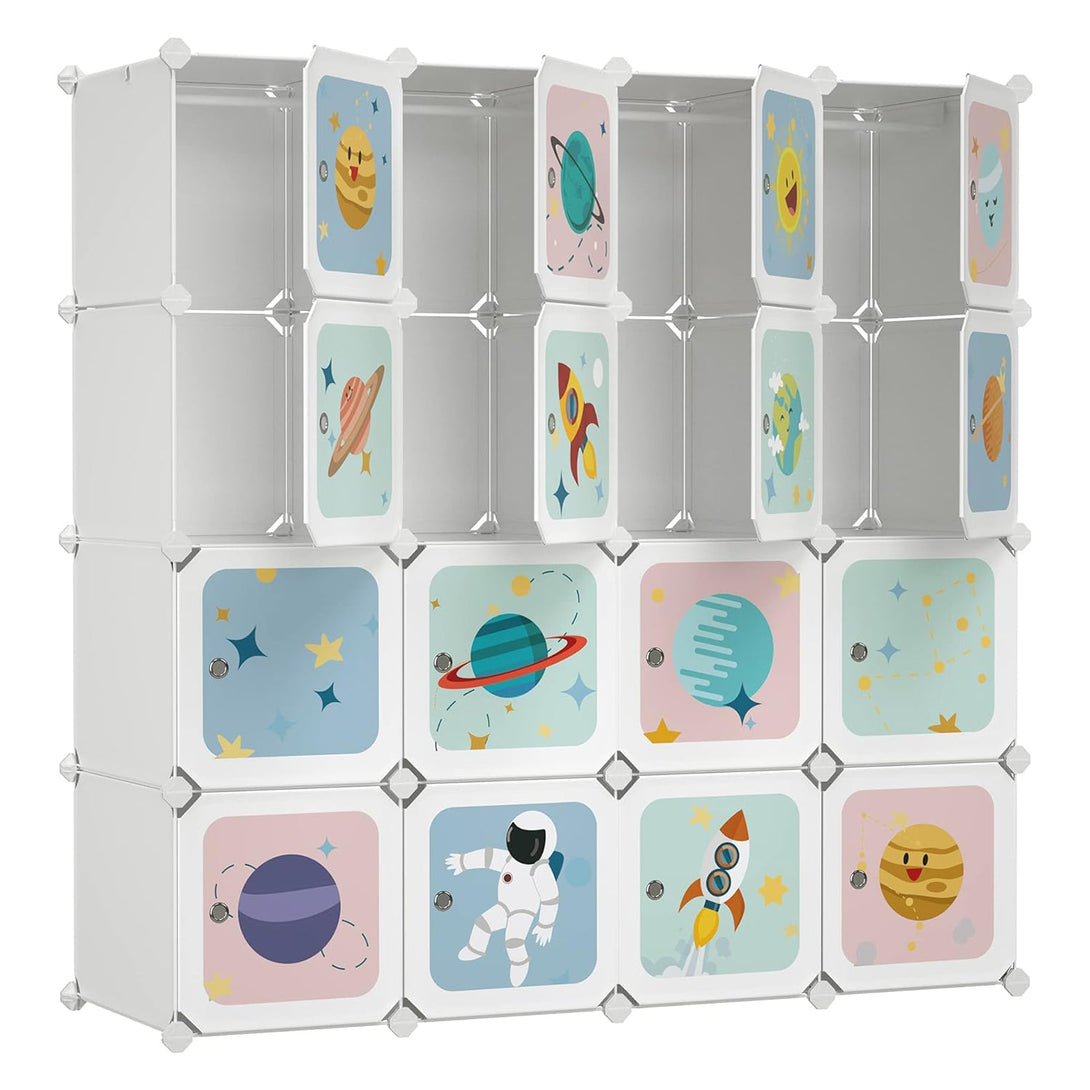 Modularni sistem za shranjevanje, 16 kock za shranjevanje igrač, bele barve | SONGMICS-Vasdom.si