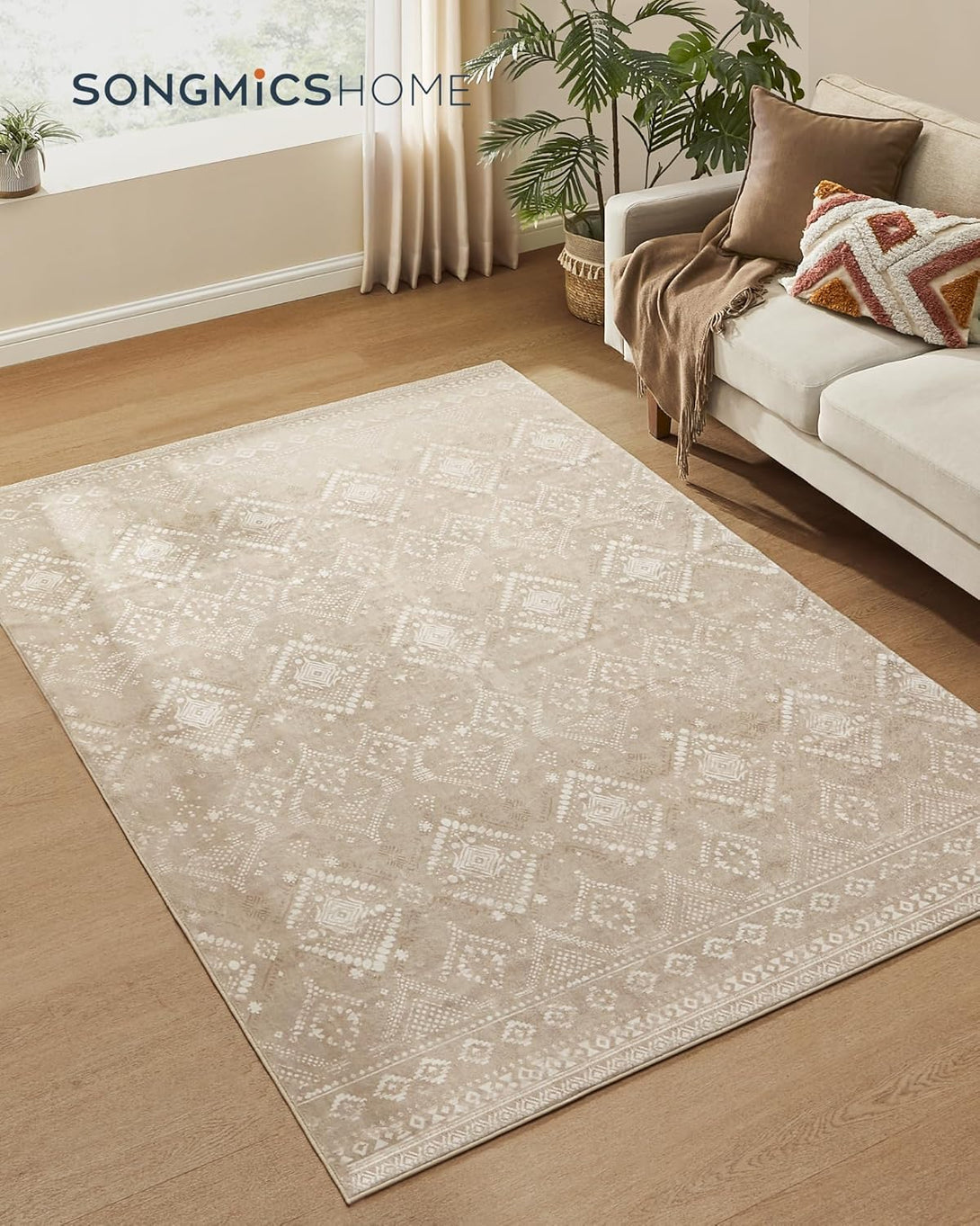 Nedrseča preproga, boho stil, pralna preproga, 160 x 230cm, cappuccino bež | SONGMICS-Vasdom.si