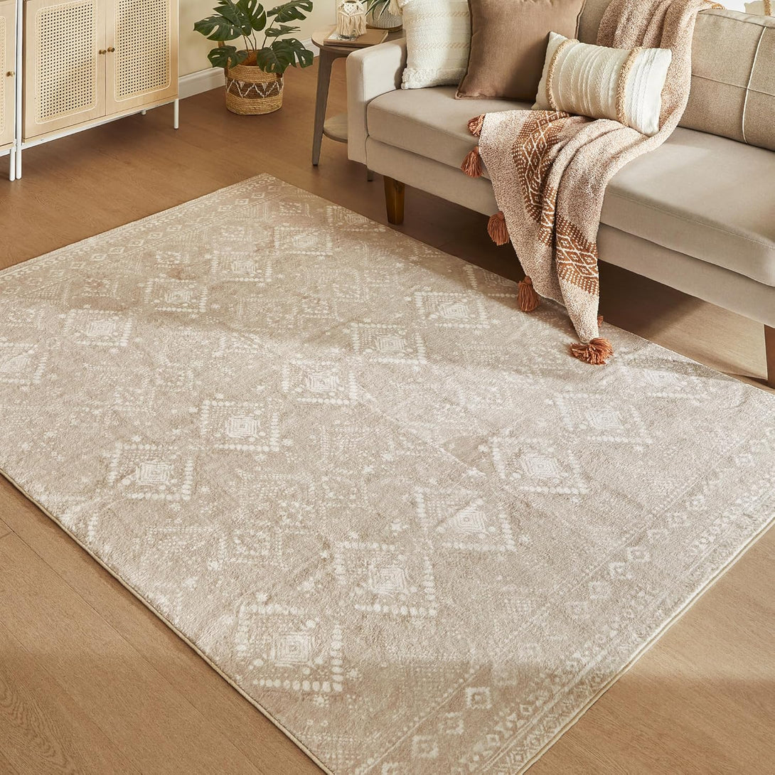 Nedrseča preproga, boho stil, pralna preproga, 160 x 230cm, cappuccino bež | SONGMICS-Vasdom.si