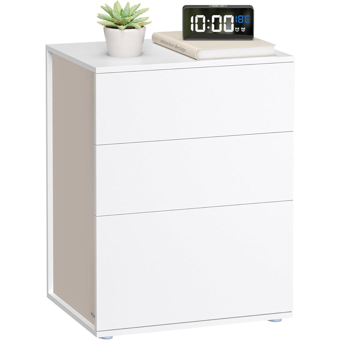 Nočna omarica s 3 predali – 35 x 45 x 58,7 cm, bež in bela | VASAGLE-Vasdom.si