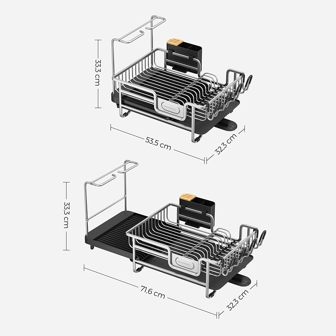 Odcejalnik posode, (53,5-71,6) x 33,3 x 32,3 cm, srebrna | SONGMICS-Vasdom.si