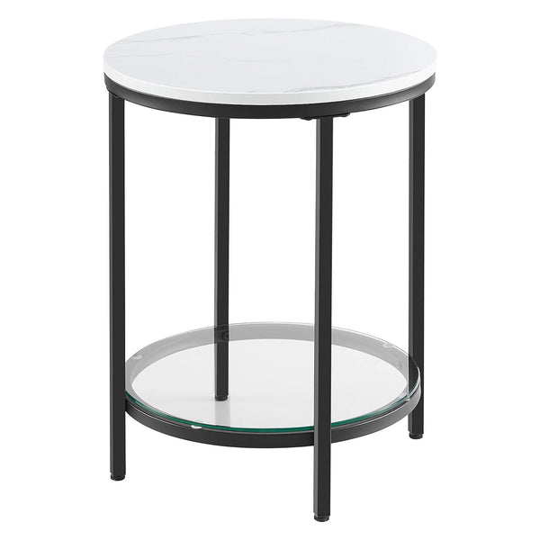 Okrogla nočna omarica z efektom marmorja, mizica, črna | VASAGLE-Vasdom.si