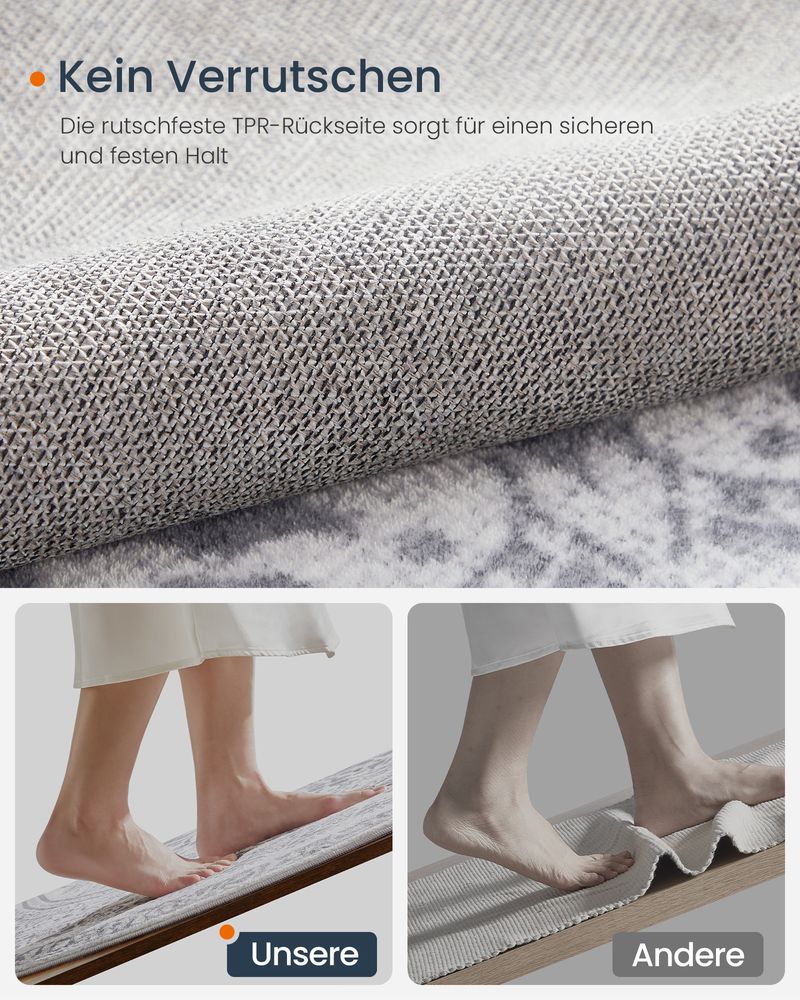 Okrogla preproga za dnevno sobo, O 120 cm, pralna, stil boho, temno siva | SONGMICS-Vasdom.si