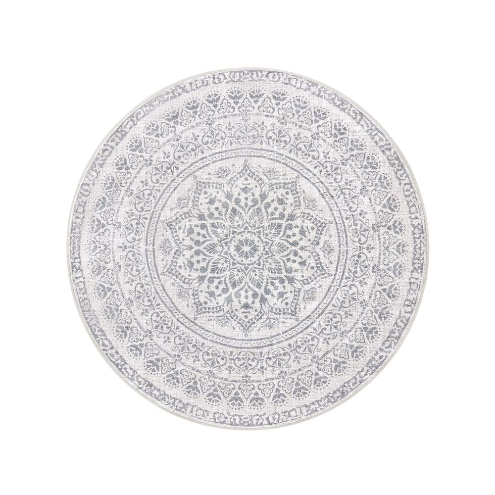 Okrogla preproga za dnevno sobo, O 120 cm, pralna, stil boho, temno siva | SONGMICS-Vasdom.si