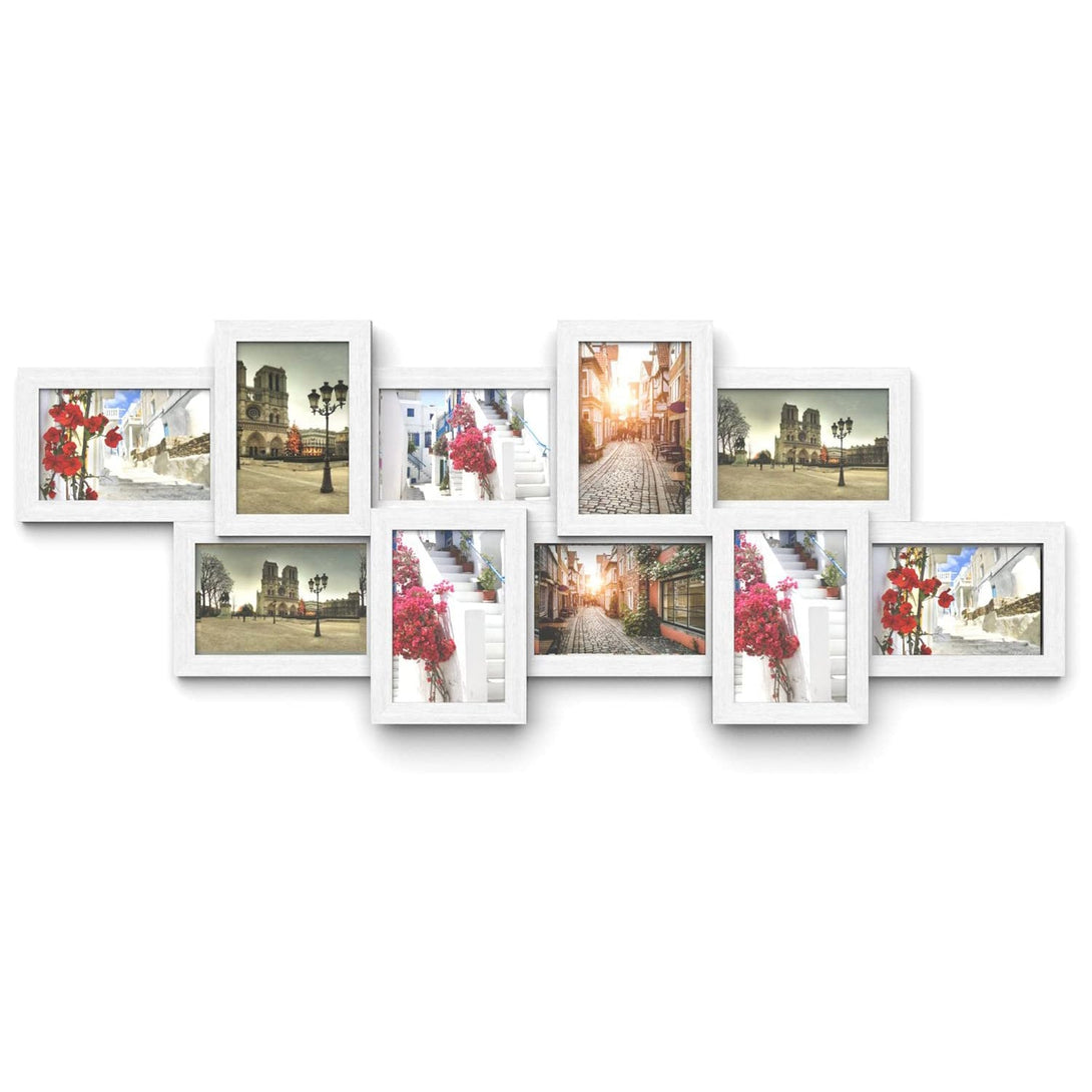 Okvir za fotografije kolaž, okvirji za fotografije, zrna lesa, bela | SONGMICS-Vasdom.si